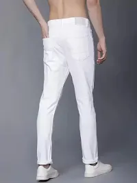 FLETE Stylish White Denim Mid-Rise Jeans For Men-thumb1