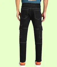 Stylish Black Cotton Blend Cargos For Men-thumb1