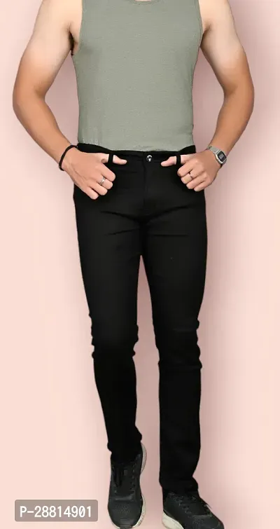 JovsHil Stylish Black Denim Mid-Rise Jeans For Men