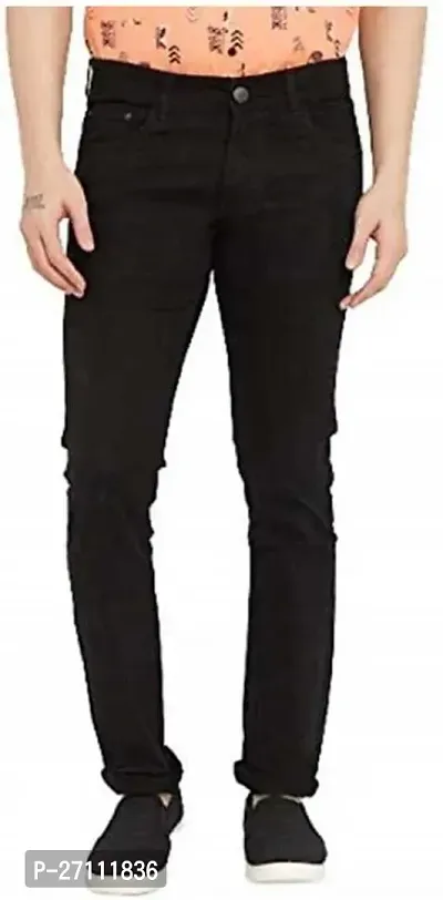 Stylish Black Cotton Blend Mid-Rise Jeans For Men-thumb0