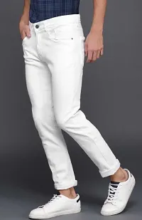 Comfortable White Cotton Blend Mid-Rise Jeans For Men-thumb2