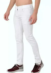 Stylish White Cotton Blend Mid-Rise Jeans For Men-thumb2