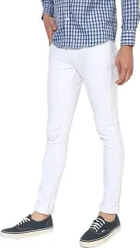 Stylish White Denim Solid Mid-Rise Jeans For Men-thumb2