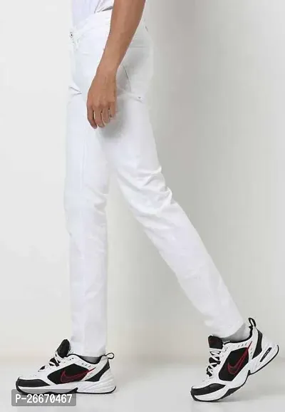 Stylish White Denim Mid-Rise Jeans For Men-thumb3