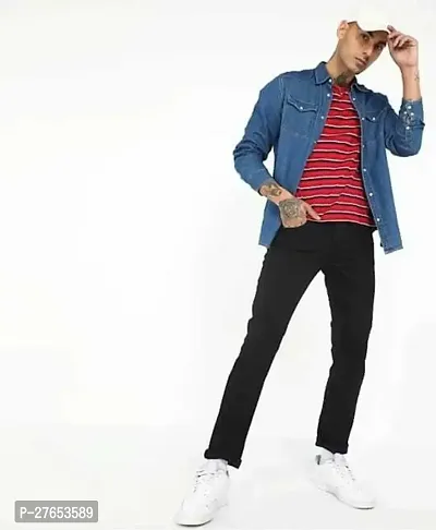 Stylish Black Denim Mid-Rise Jeans For Men