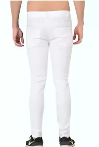 Stylish White Cotton Blend Mid-Rise Jeans For Men-thumb1