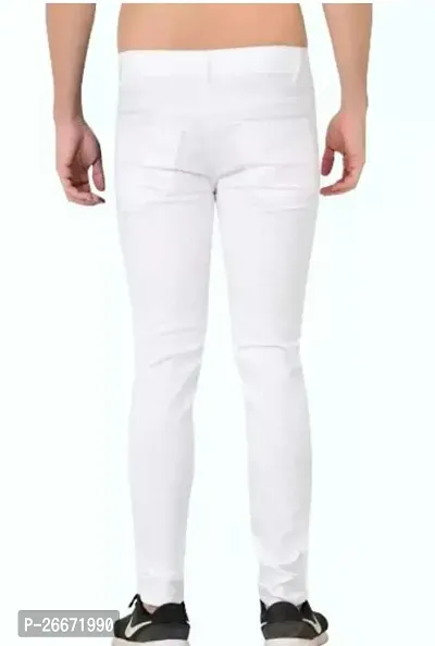 Stylish White Cotton Blend Mid-Rise Jeans For Men-thumb2