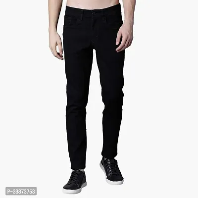 Stylish Cotton Blend Black Regular Fit Mid-Rise Jeans For Men-thumb0