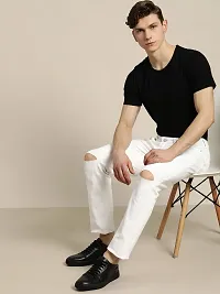 ether Stylish White Pure Cotton Mid-Rise Jeans For Men-thumb4