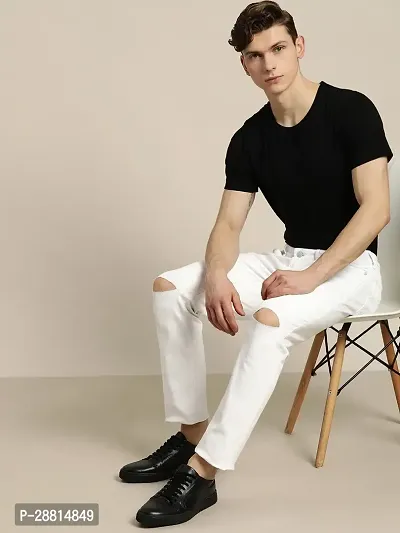 ether Stylish White Pure Cotton Mid-Rise Jeans For Men-thumb5
