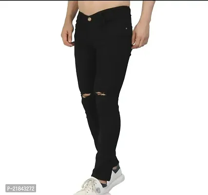 FLAYING MEN KNEE SLIT BLACK JEANS 93-thumb3