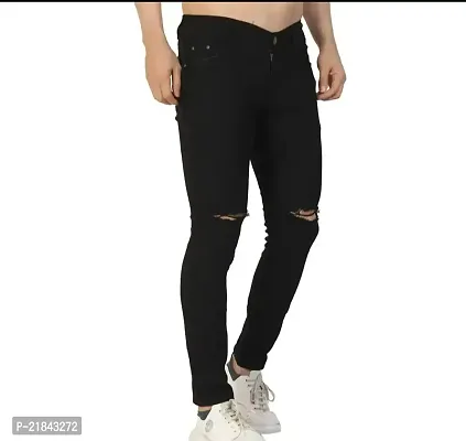 FLAYING MEN KNEE SLIT BLACK JEANS 93-thumb5