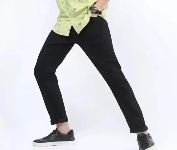 FLAYING MEN PLAIN BLACK JEANS