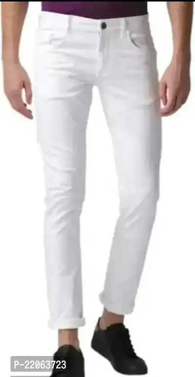 MEN PLAIN WHITE JEANS 110-thumb2