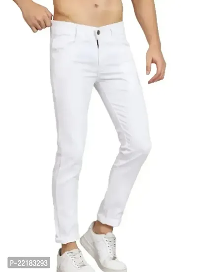 MEN PLAIN WHITE JEANS 145-thumb0