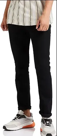 Stylish Black Straight Fit Mid-Rise Jeans For Men