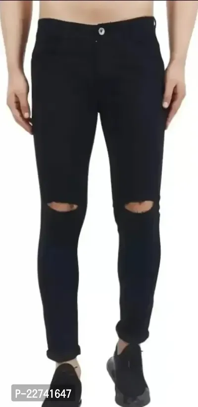 FLAYING MEN KNEE SLIT BLACK JEANS-thumb0