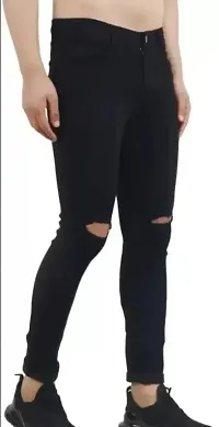 FLAYING MEN KNEE SLIT BLACK JEANS-thumb3