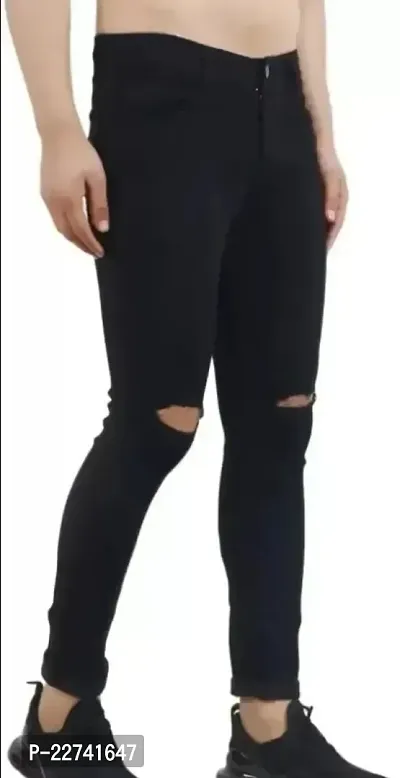 FLAYING MEN KNEE SLIT BLACK JEANS-thumb4