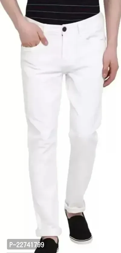 FLAYING MEN PLAIN WHITE JEANS-thumb0