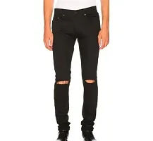 FLAYING MEN KNEE SLIT BLACK JEANS-thumb2