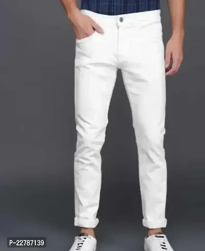 FLAYING MEN PLAIN WHITE JEANS-thumb0