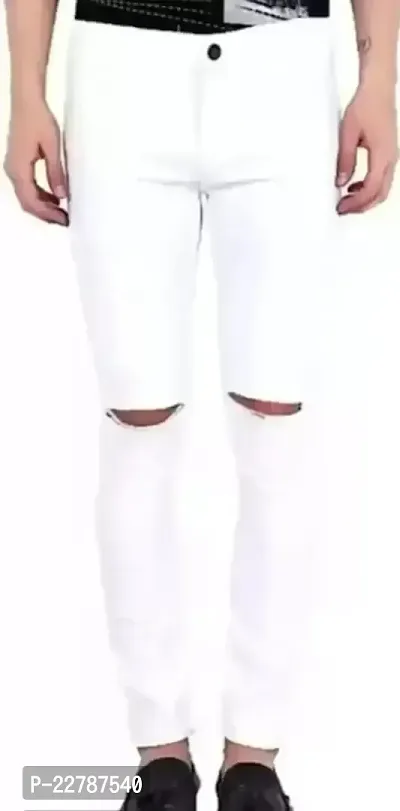 FLAYING MEN KNEE SLIT WHITE JEANS