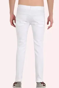 MEN KNEE SLIT WHITE JEANS-thumb1