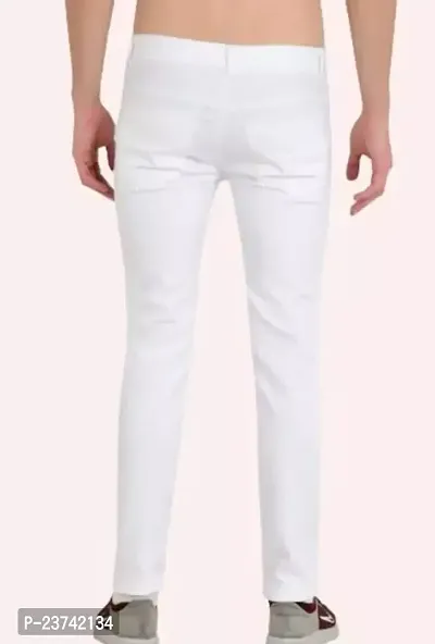 MEN KNEE SLIT WHITE JEANS-thumb2