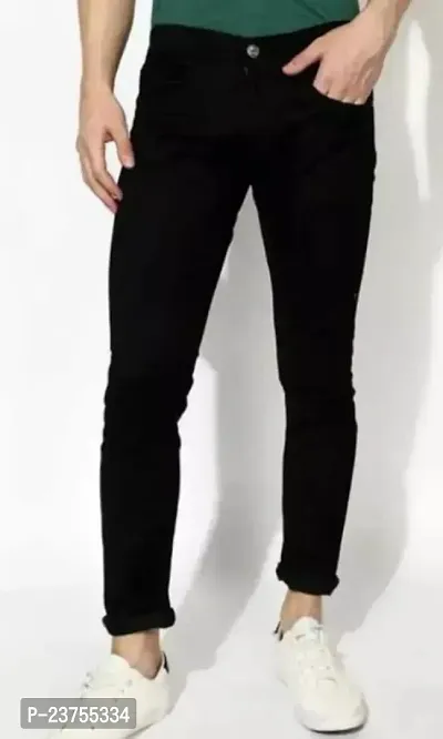 MEN PLAIN BLACK JEANS-thumb0