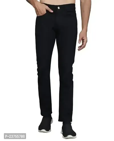 MEN PLAIN BLACK JEANS-thumb0