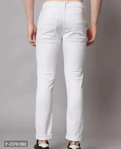 MEN KNEE SLIT WHITE JEANS-thumb2