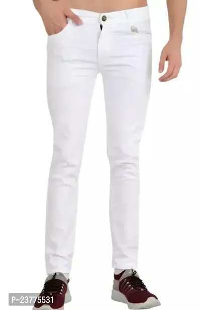 MEN PLAIN WHITE JEANS-thumb0