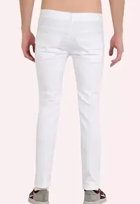 MEN KNEE SLIT WHITE JEANS-thumb1