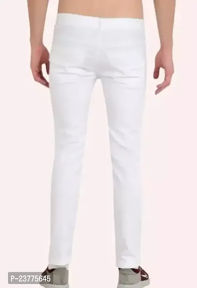 MEN KNEE SLIT WHITE JEANS-thumb2