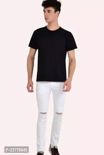 MEN KNEE SLIT WHITE JEANS-thumb3