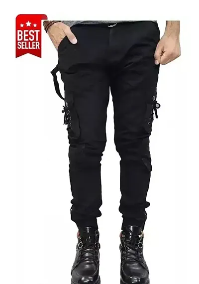 MEN BLACK CARGO JEANS