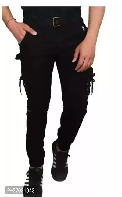 MEN BLACK CARGO JEANS