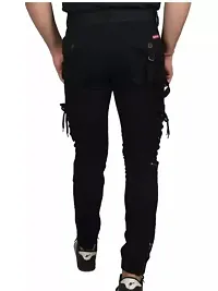 MEN BLACK CARGO JEANS-thumb1