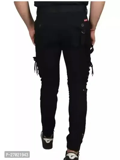 MEN BLACK CARGO JEANS-thumb2