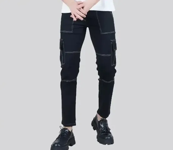 Jeancherry Fashion Men Black Cargo