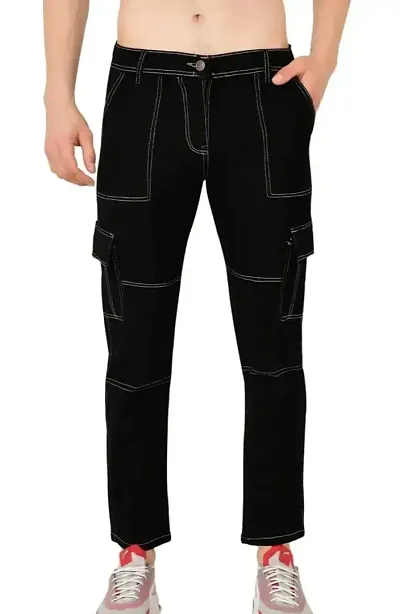 Jeancherry Fashion Men Black Cargo