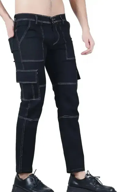 Jeancherry Fashion Men Black Cargo