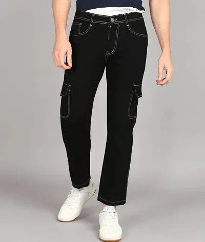 Stylish Black Cotton Blend Jeans For Men