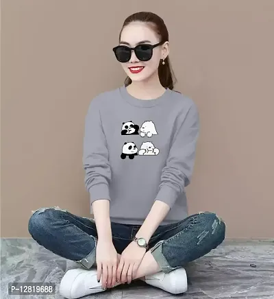 Elegant Grey Cotton Self Design T-Shirts For Women-thumb0