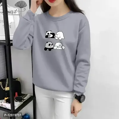 Elegant Grey Cotton Self Design T-Shirts For Women-thumb0