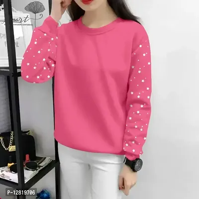 Elegant Pink Cotton Self Design T-Shirts For Women-thumb0