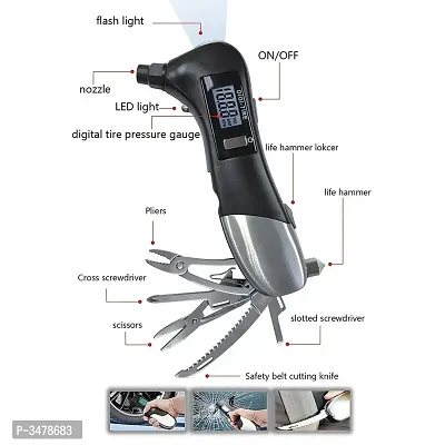 9-In-1 Auto Car Emergency Tool With Digital Tire Tyre Gauge-thumb0