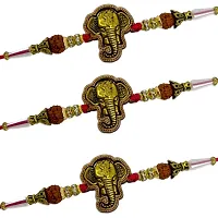 (Set Of 3) Ganesha/Rudraksha , Beads Rakhi For Raksha Bandhan-thumb1