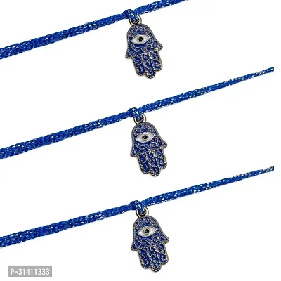 (Set Of 3) Hamsa Blue Evil Eye Rakhi Bracelet For Raksha Bandhan-thumb2